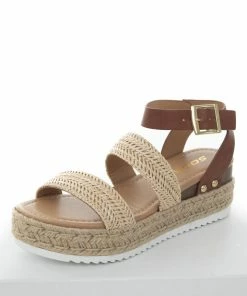 FORTUNE DYNAMIC Spice Espadrille Platform Sandals With Straw Straps Shoes