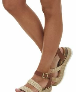 FORTUNE DYNAMIC Spice Espadrille Platform Sandals With Straw Straps Shoes