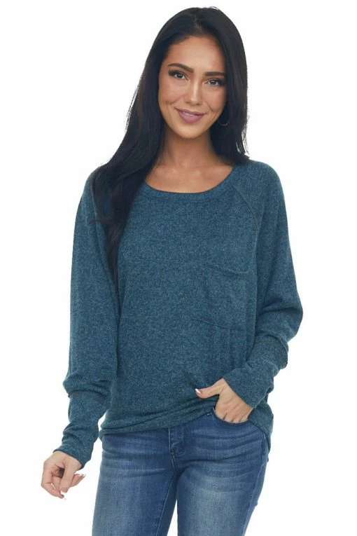 BiBi Tops Spruce Dolman Sleeve Brushed Knit Top 3 BiBi Tops Spruce Dolman Sleeve Brushed Knit Top