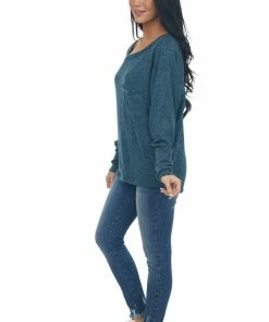 BiBi Tops Spruce Dolman Sleeve Brushed Knit Top