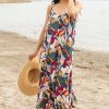 Andree Dresses Spruce Printed Sleeveless V Neck Maxi Dress