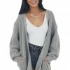 Fantastic Fawn Tops Steel Grey Side Pocket Pointelle Cardigan