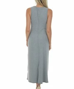 Very J Stone Grey Raw Edge Detail Ribbed Midi Dress Dresses 12 Very J Stone Grey Raw Edge Detail Ribbed Midi Dress Dresses