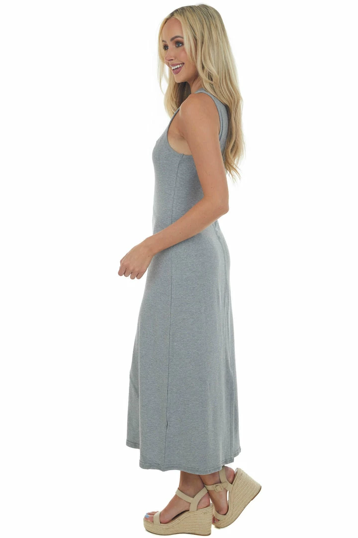 Very J Stone Grey Raw Edge Detail Ribbed Midi Dress Dresses 6 Very J Stone Grey Raw Edge Detail Ribbed Midi Dress Dresses