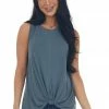 Lush Clothing Stormy Front Knot Lightweight Knit Tank Top