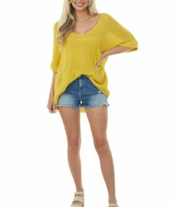 Ces Femme Tops Straw Rolled Cuff Loose Knit Top With Pocket 10 Ces Femme Tops Straw Rolled Cuff Loose Knit Top With Pocket