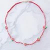 Fashion City Strawberry Charm Seed Beaded Necklace Accessories