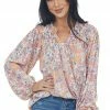 Entro Sunset Floral Print Bubble Sleeve Blouse