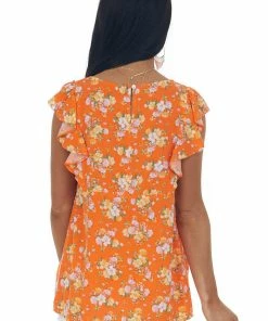 Staccato Sunset Floral Ruffle Cap Sleeve Babydoll Top Tops 16 Staccato Sunset Floral Ruffle Cap Sleeve Babydoll Top Tops