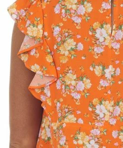 Staccato Sunset Floral Ruffle Cap Sleeve Babydoll Top Tops 17 Staccato Sunset Floral Ruffle Cap Sleeve Babydoll Top Tops