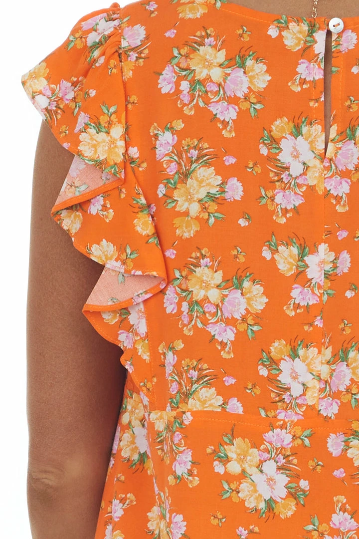 Staccato Sunset Floral Ruffle Cap Sleeve Babydoll Top Tops 10 Staccato Sunset Floral Ruffle Cap Sleeve Babydoll Top Tops