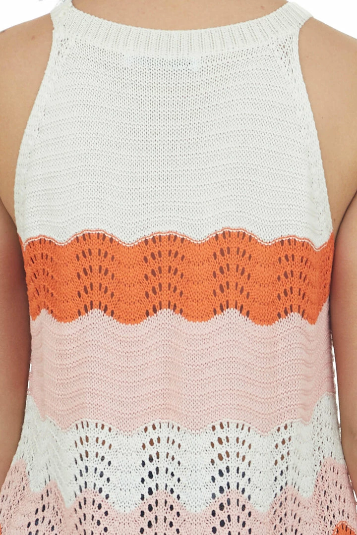 Miss Sparkling Tops Sunset Scalloped Striped Knit Halter Tank Top 9 Miss Sparkling Tops Sunset Scalloped Striped Knit Halter Tank Top