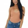 ZENANA Ginger V Neck Stretchy Ribbed Fitted Tank Top