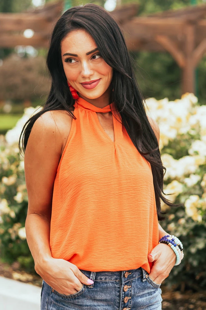 FSL APPAREL Sunset Sleeveless Halter Neck Tie Woven Top Tops 3 FSL APPAREL Sunset Sleeveless Halter Neck Tie Woven Top Tops