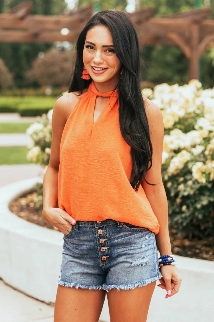 FSL APPAREL Sunset Sleeveless Halter Neck Tie Woven Top Tops 4 FSL APPAREL Sunset Sleeveless Halter Neck Tie Woven Top Tops