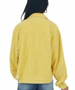 POL Clothing Sunshine Distressed Button Up Corduroy Jacket