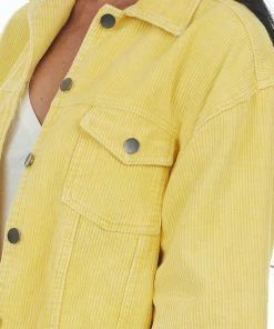 POL Clothing Sunshine Distressed Button Up Corduroy Jacket