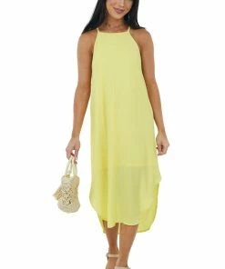 She + Sky Sunshine Halter Neck Curved Hem Midi Dress 10 She + Sky Sunshine Halter Neck Curved Hem Midi Dress