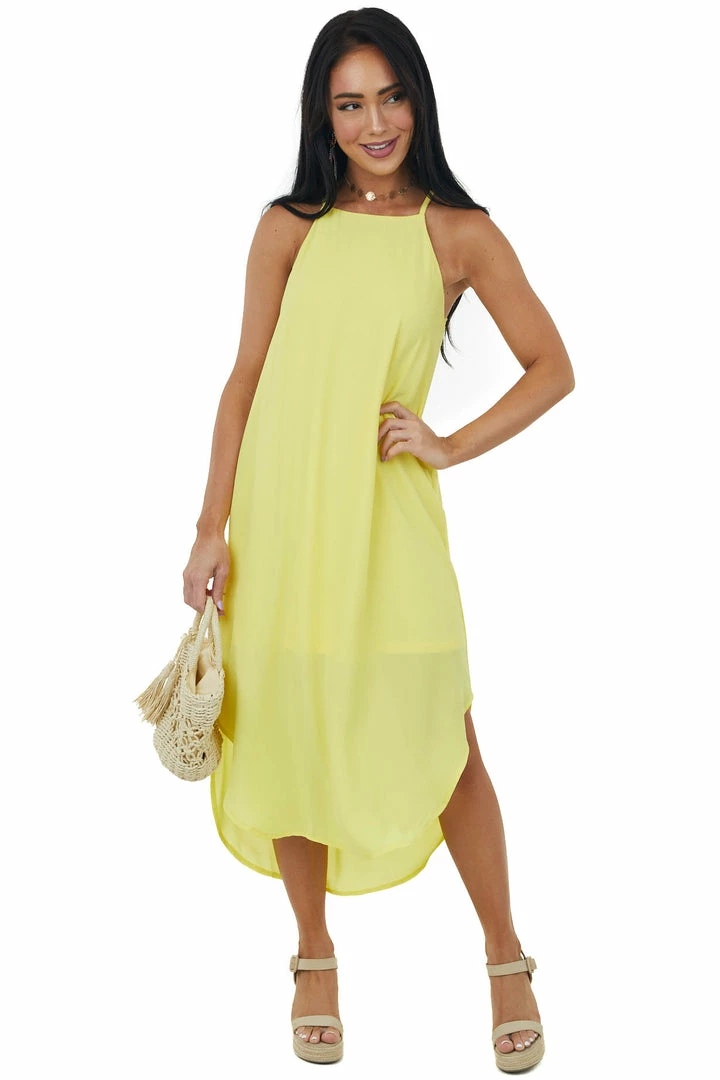 She + Sky Sunshine Halter Neck Curved Hem Midi Dress 4 She + Sky Sunshine Halter Neck Curved Hem Midi Dress