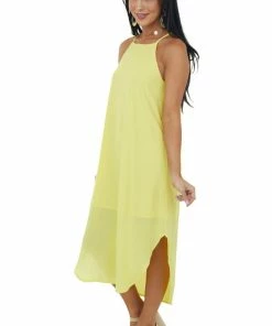 She + Sky Sunshine Halter Neck Curved Hem Midi Dress 11 She + Sky Sunshine Halter Neck Curved Hem Midi Dress