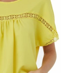 Haptics Tops Sunshine Lace Short Sleeve Crepe Woven Top 13 Haptics Tops Sunshine Lace Short Sleeve Crepe Woven Top