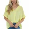 Glam Tops Sunshine Rolled Cuff Wide Fit Silky Blouse
