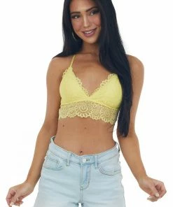 Listicle Sunshine Scalloped Lace Triangle Bralette