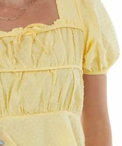 Very J Tops Sunshine Swiss Dot Puff Sleeve Peplum Crop Top 13 Very J Tops Sunshine Swiss Dot Puff Sleeve Peplum Crop Top