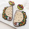 Wona Trading Taco And Sombrero Seed Bead Drop Earrings
