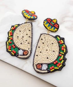 Wona Trading Taco And Sombrero Seed Bead Drop Earrings