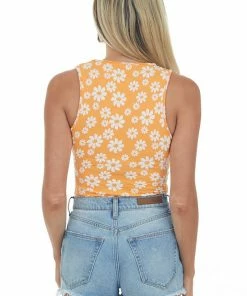 Timing Tangerine Daisy Print Sleeveless Bodysuit 12 Timing Tangerine Daisy Print Sleeveless Bodysuit
