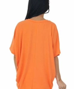 Charlotte Avery Tangerine Short Dolman Sleeve Chest Pocket Top Tops 12 Charlotte Avery Tangerine Short Dolman Sleeve Chest Pocket Top Tops