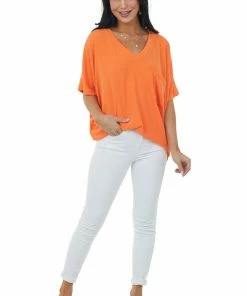Charlotte Avery Tangerine Short Dolman Sleeve Chest Pocket Top Tops 10 Charlotte Avery Tangerine Short Dolman Sleeve Chest Pocket Top Tops