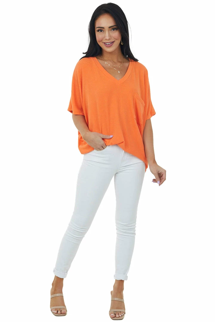 Charlotte Avery Tangerine Short Dolman Sleeve Chest Pocket Top Tops 5 Charlotte Avery Tangerine Short Dolman Sleeve Chest Pocket Top Tops