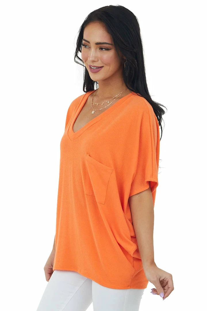 Charlotte Avery Tangerine Short Dolman Sleeve Chest Pocket Top Tops 6 Charlotte Avery Tangerine Short Dolman Sleeve Chest Pocket Top Tops