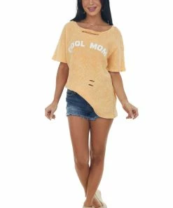 BiBi Tangerine 'Cool Mom' Graphic Thermal Knit Top