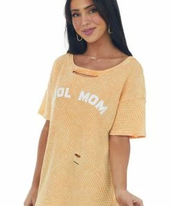 BiBi Tangerine 'Cool Mom' Graphic Thermal Knit Top