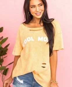 BiBi Tangerine 'Cool Mom' Graphic Thermal Knit Top
