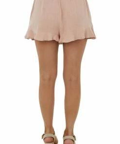 Allie Rose Tea Rose Drawstring Waist Linen Ruffle Shorts Bottoms 13 Allie Rose Tea Rose Drawstring Waist Linen Ruffle Shorts Bottoms