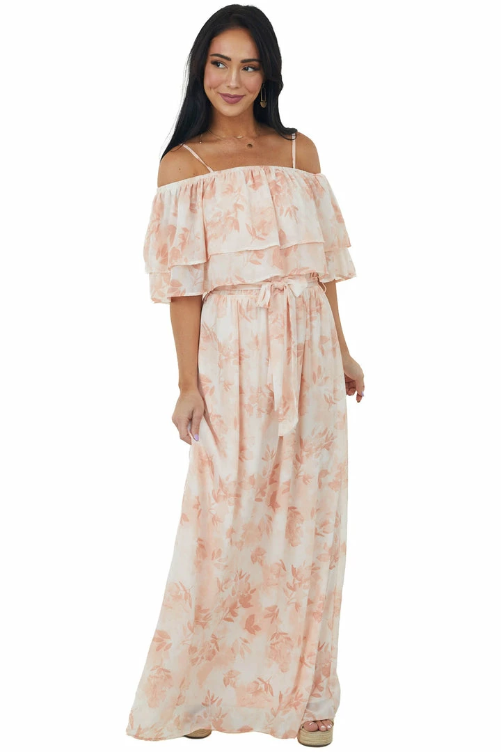Doe & Rae Tea Rose Floral Tiered Overlay Woven Maxi Dress 5 Doe & Rae Tea Rose Floral Tiered Overlay Woven Maxi Dress