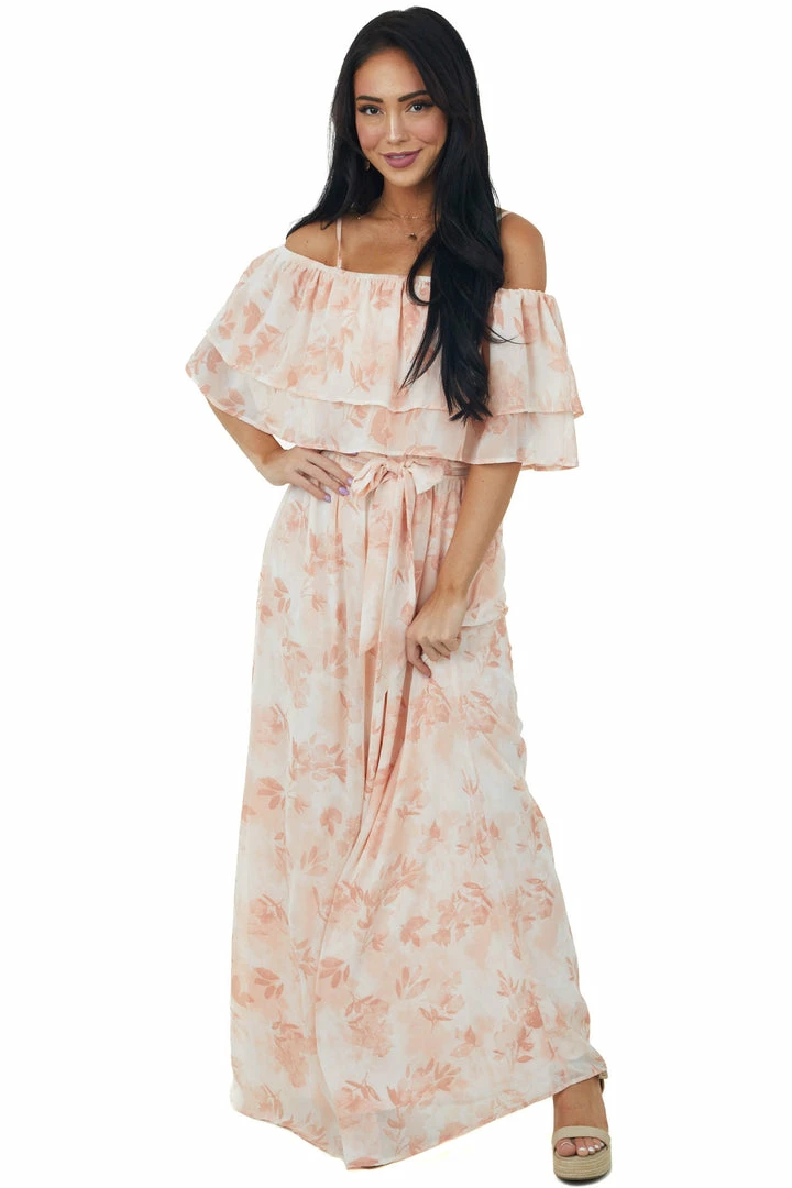 Doe & Rae Tea Rose Floral Tiered Overlay Woven Maxi Dress 3 Doe & Rae Tea Rose Floral Tiered Overlay Woven Maxi Dress