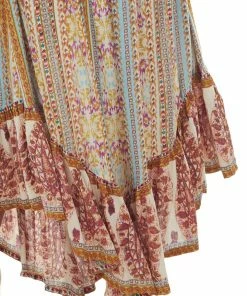 ANGIE Tea Rose Printed Strapless Smocked Woven Midi Dress