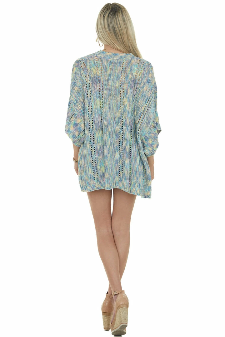 Eesome Tops Teal Blue Multicolor Kimono Sleeve Cardigan 8 Eesome Tops Teal Blue Multicolor Kimono Sleeve Cardigan