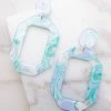 Avenue Zoe Accessories Teal Marbled Acetate Octagon Drop Earrings 2 Avenue Zoe Accessories Teal Marbled Acetate Octagon Drop Earrings