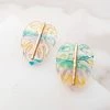 Fame Accessories Teal Multicolor Palm Leaf Acrylic Drop Earrings