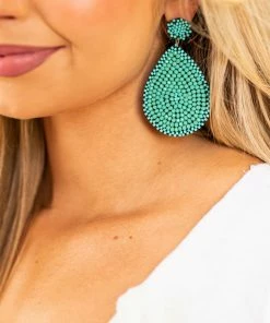 Blandice JEWELRY Accessories Teal Seed Beaded Teardrop Drop Earrings