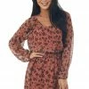 Fantastic Fawn Terracotta Floral Print Long Sleeve Mini Dress Dresses 1 Fantastic Fawn Terracotta Floral Print Long Sleeve Mini Dress Dresses