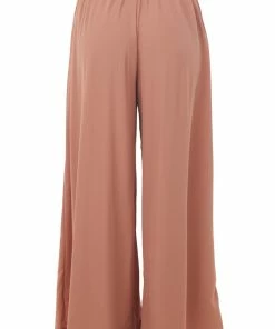 Ces Femme Bottoms Terracotta Woven Pleated Wide Leg Pants