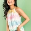 BiBi Tie Dye Gathered Halter Neck Woven Top