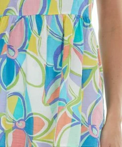 First Love Turquoise Multicolor Floral Babydoll Tank Top Tops